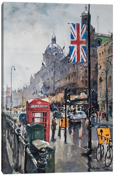 London Calling Canvas Art Print - Watercolor Art