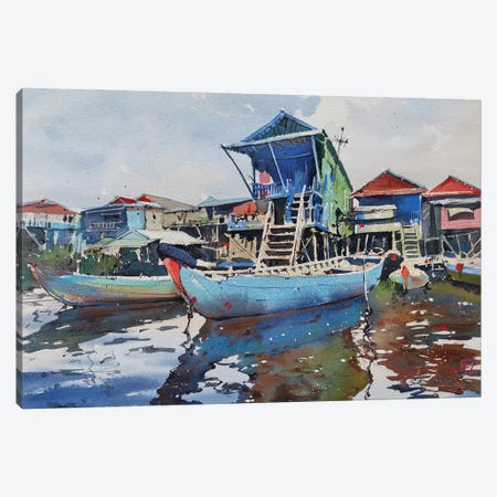 Floating Village (Tonle Sap Lake) Canvas Print #SSF1} by Svetlin Sofroniev Art Print