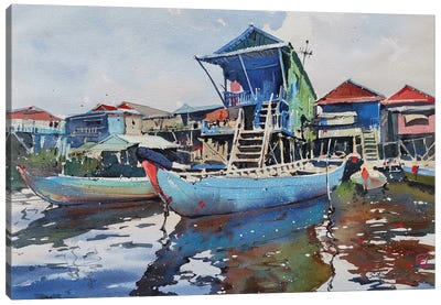 Floating Village (Tonle Sap Lake) Canvas Art Print - Svetlin Sofroniev