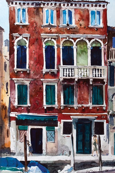 The Red Building by Svetlin Sofroniev metal wall art