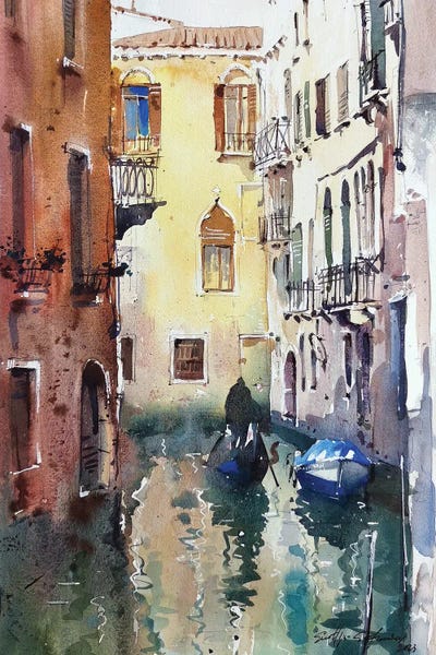 Two Boats And A Men by Svetlin Sofroniev metal wall art