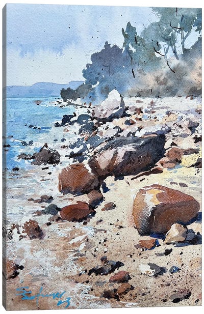 Rocky Sands Canvas Art Print - Rocky Beach Art