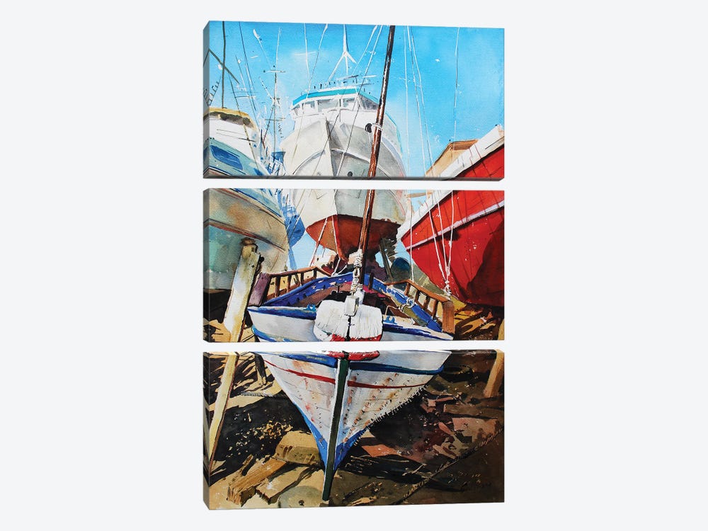 Boats To Repair by Svetlin Sofroniev 3-piece Canvas Print