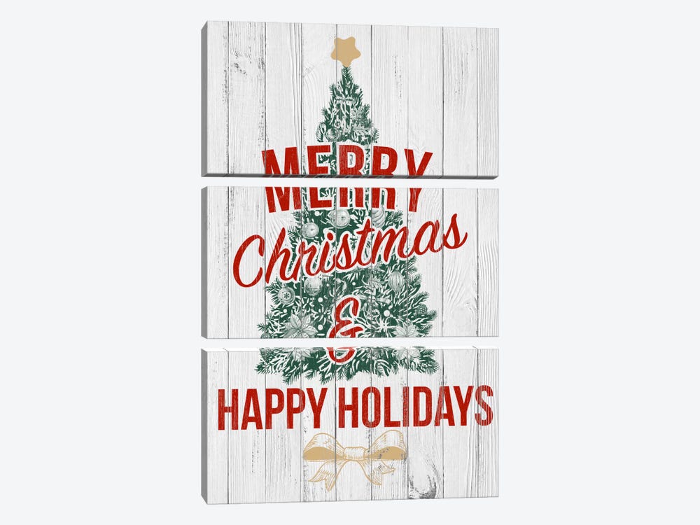 Merry Christmas & Happy Holidays by 5by5collective 3-piece Art Print