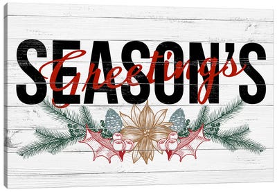 Season's Greetings Canvas Art Print - Farmhouse Christmas Décor