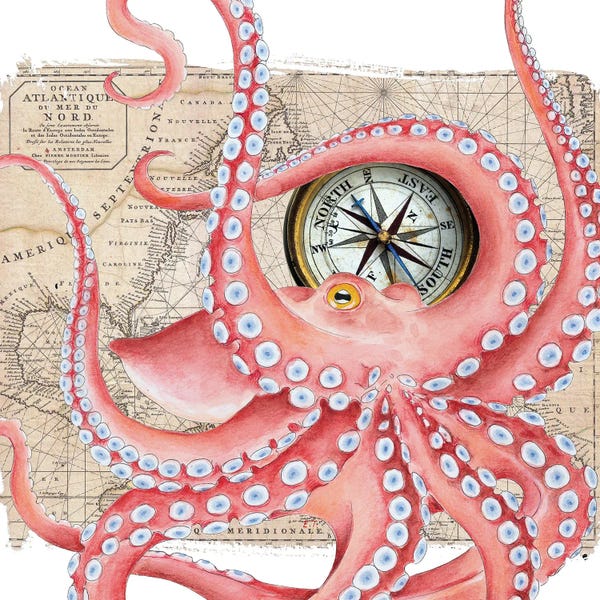 Compasses: Red Octopus Dance Compass Map by Seven Sirens Studios