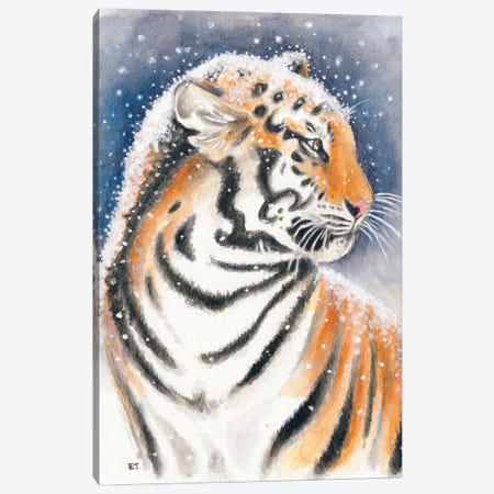 Tiger In The Snow Watercolor Art Canvas Print #SSI128} by Seven Sirens Studios Canvas Print
