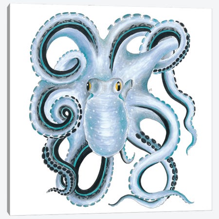 Blue Octopus Ink Canvas Print #SSI12} by Seven Sirens Studios Canvas Wall Art
