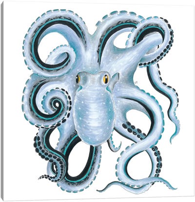 Blue Octopus Ink Canvas Art Print - Seven Sirens Studios