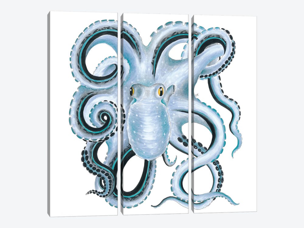 Blue Octopus Ink by Seven Sirens Studios 3-piece Canvas Print