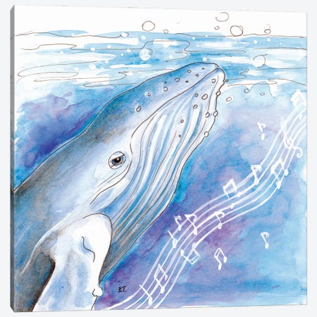Blue Whale Song Watercolor Art Canvas Print #SSI141} by Seven Sirens Studios Canvas Print