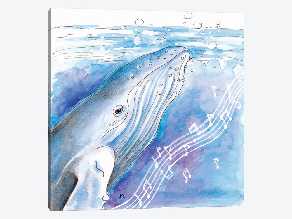 Blue Whale Song Watercolor Art by Seven Sirens Studios 1-piece Canvas Art