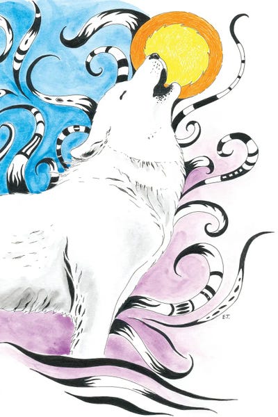 Howling Wolf Moon Ink by Seven Sirens Studios canvas print