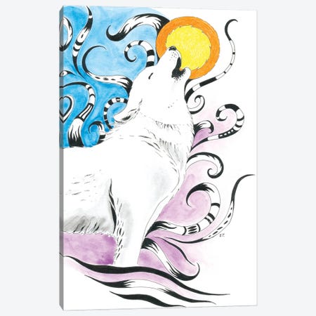 Howling Wolf Moon Ink Canvas Print #SSI147} by Seven Sirens Studios Canvas Art
