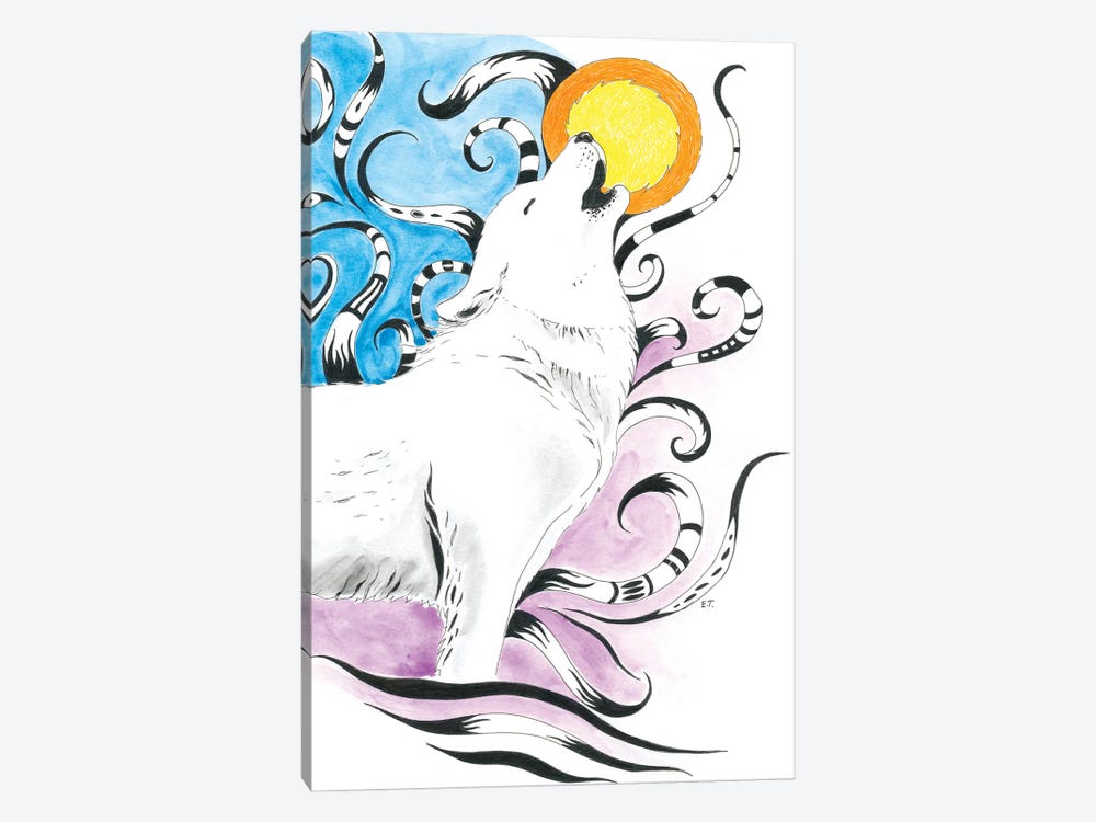 Howling Wolf Moon Ink by Seven Sirens Studios 1-piece Canvas Wall Art
