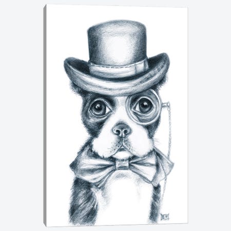 Mr. Boston Terrier Detective Canvas Print #SSI152} by Seven Sirens Studios Canvas Art
