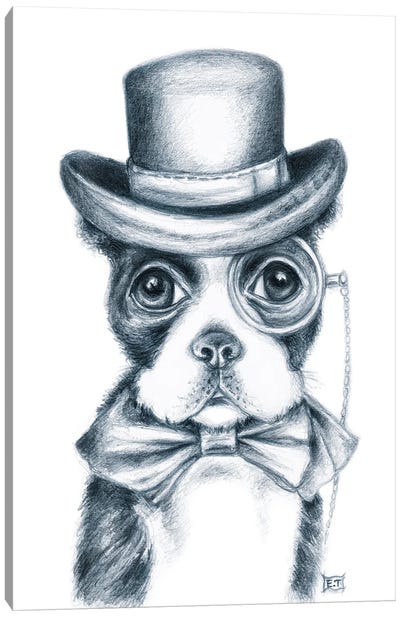 Mr. Boston Terrier Detective Canvas Art Print - Boston Terrier Art