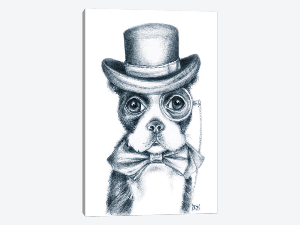 Mr. Boston Terrier Detective by Seven Sirens Studios 1-piece Canvas Wall Art