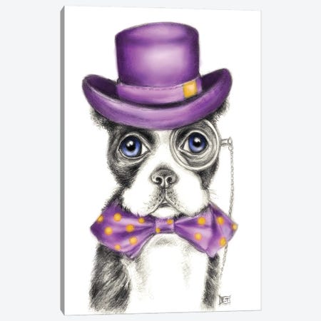Mr. Boston Terrier Detective Purple Canvas Print #SSI153} by Seven Sirens Studios Canvas Art