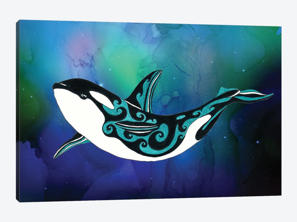 Orca Tribal Teal Blue Nebula Galaxy by Seven Sirens Studios 1-piece Canvas Art