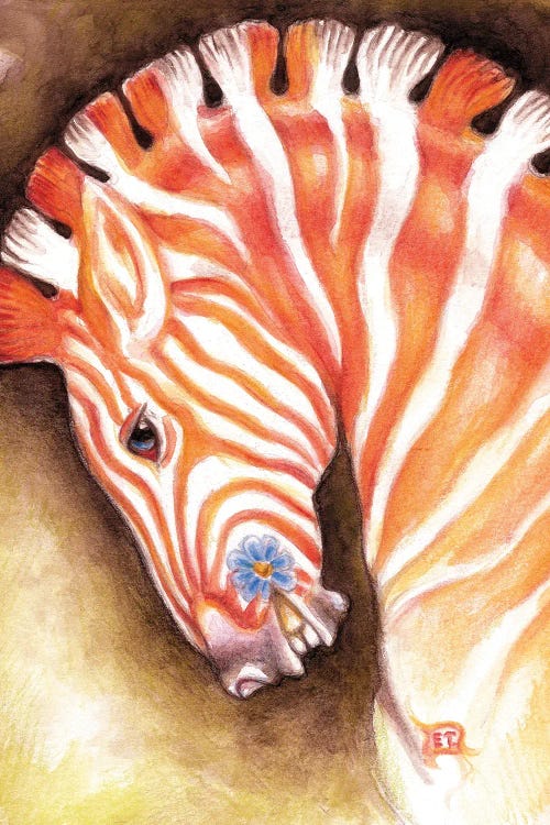 Carousel Zebra Horse Watercolor Art