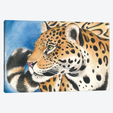 Jaguar On The Prowl Watercolor Canvas Print #SSI160} by Seven Sirens Studios Canvas Art Print