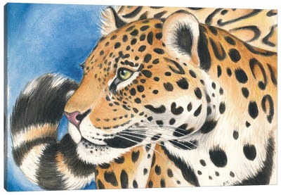 Jaguar On The Prowl Watercolor Canvas Art Print