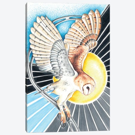 Landing Barn Owl Moon Magic Canvas Print #SSI165} by Seven Sirens Studios Canvas Wall Art