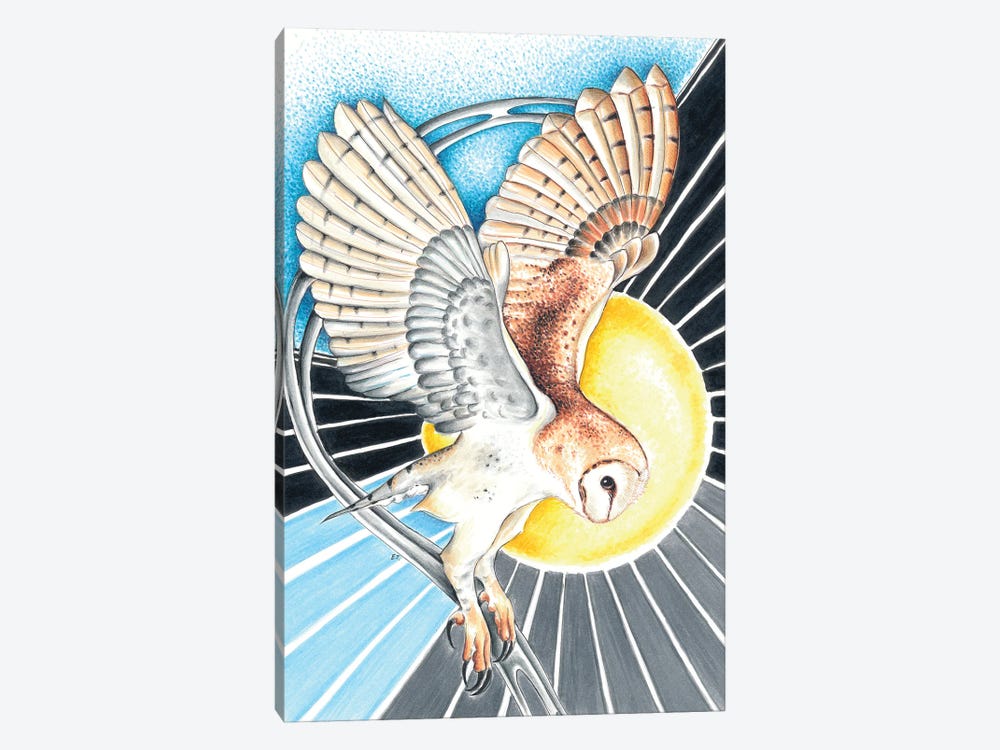 Landing Barn Owl Moon Magic by Seven Sirens Studios 1-piece Canvas Artwork