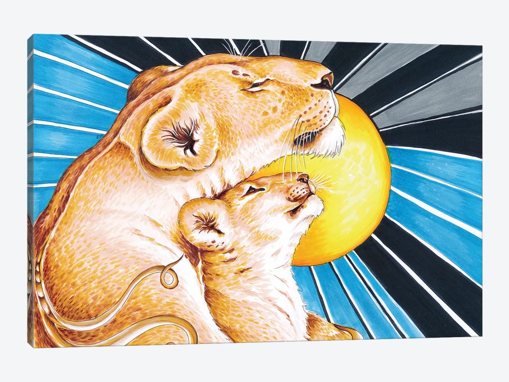 Lioness Mom And The Cub Love Sun by Seven Sirens Studios 1-piece Art Print