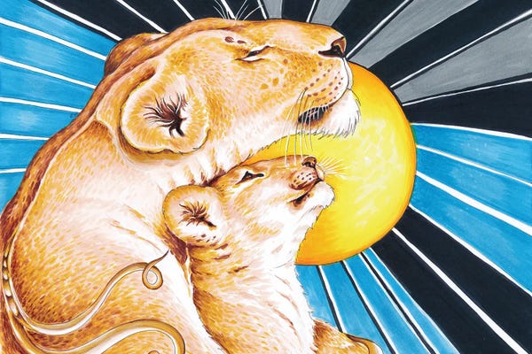 Seven Sirens Studios: Lioness Mom And The Cub Love Sun by Seven Sirens Studios