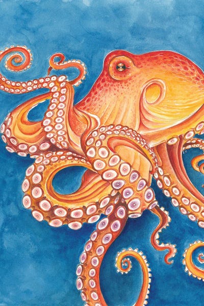 Fire & Ice: Red Pacific Octopus Blue by Seven Sirens Studios
