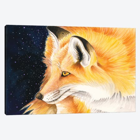 Red Fox Galaxy Stars Night Sky Canvas Print #SSI173} by Seven Sirens Studios Canvas Art