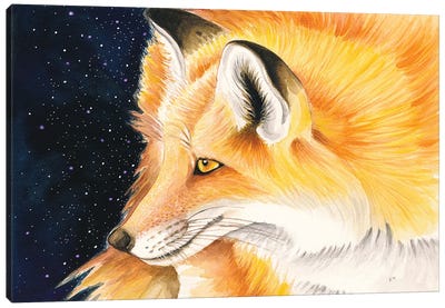 Red Fox Galaxy Stars Night Sky Canvas Art Print - Seven Sirens Studios