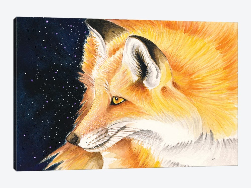 Red Fox Galaxy Stars Night Sky by Seven Sirens Studios 1-piece Canvas Print
