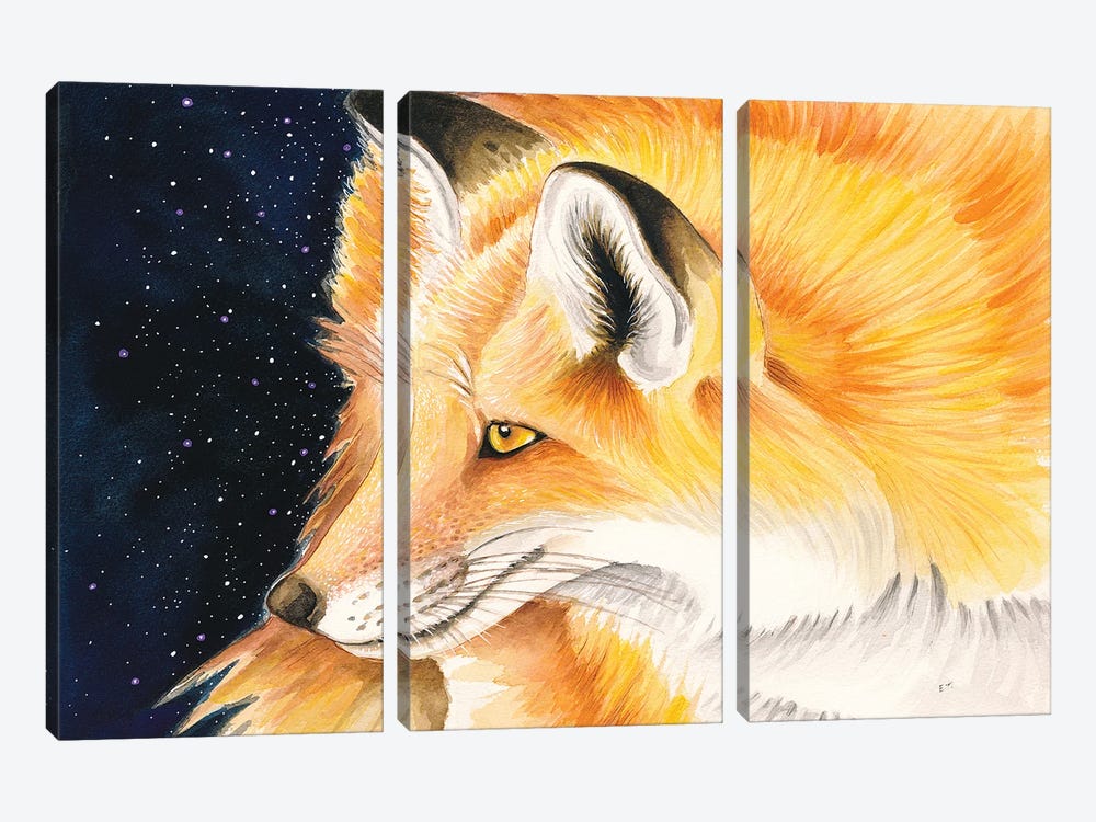 Red Fox Galaxy Stars Night Sky by Seven Sirens Studios 3-piece Art Print