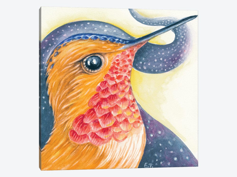 Red Rufous Hummingbird Cosmic Stars Galaxy by Seven Sirens Studios 1-piece Canvas Art