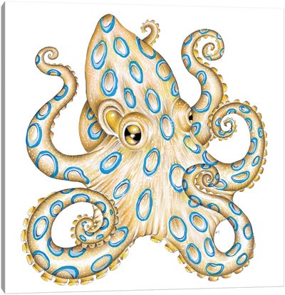 Blue Ring Octopus Tentacles Canvas Art Print - Seven Sirens Studios