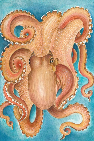 Orange Red Giant Octopus by Seven Sirens Studios multi panel art