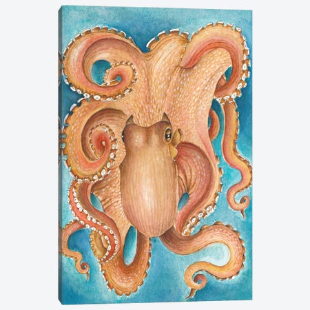 Orange Red Giant Octopus Canvas Print #SSI177} by Seven Sirens Studios Canvas Print