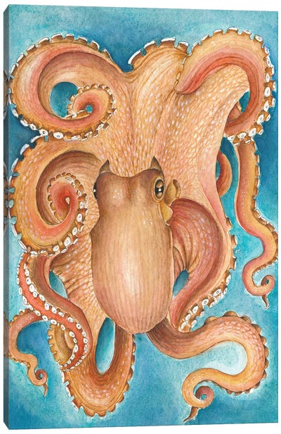 Orange Red Giant Octopus Canvas Art Print - Seven Sirens Studios