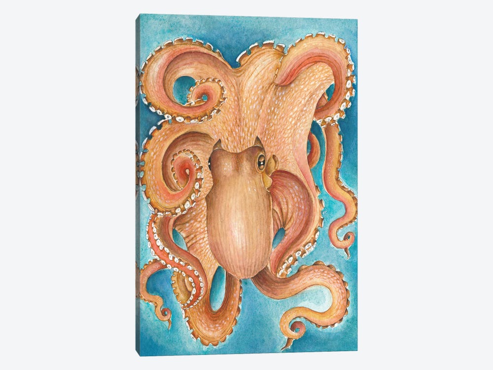 Orange Red Giant Octopus by Seven Sirens Studios 1-piece Canvas Art Print