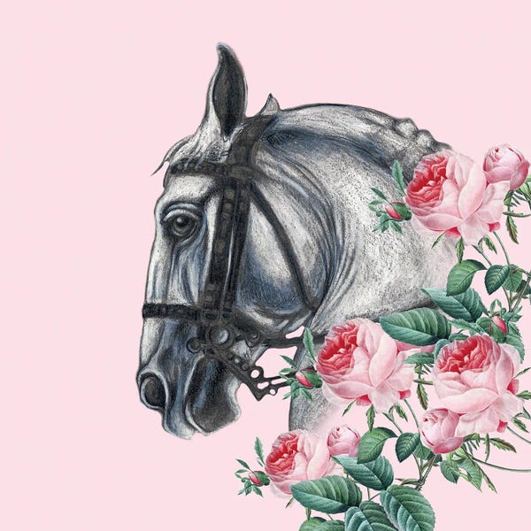 Seven Sirens Studios: Horse And The Roses Pink by Seven Sirens Studios