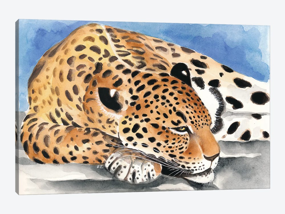 Reclining Jaguar Watercolor Art by Seven Sirens Studios 1-piece Canvas Art