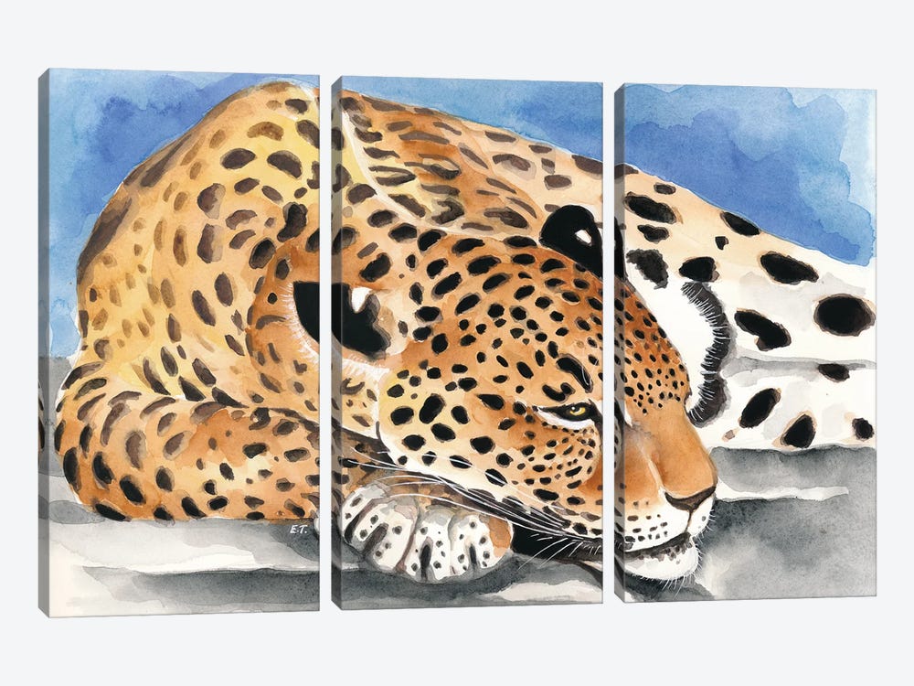 Reclining Jaguar Watercolor Art by Seven Sirens Studios 3-piece Canvas Art