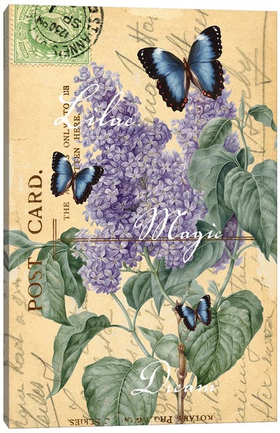 Lilac Butterfly Letter Chic Canvas Art Print - Lilac Art