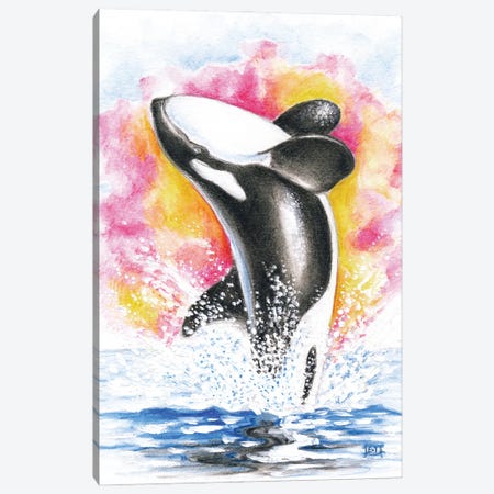 Breaching Orca Whale Rainbow Watercolor Canvas Print #SSI45} by Seven Sirens Studios Canvas Wall Art