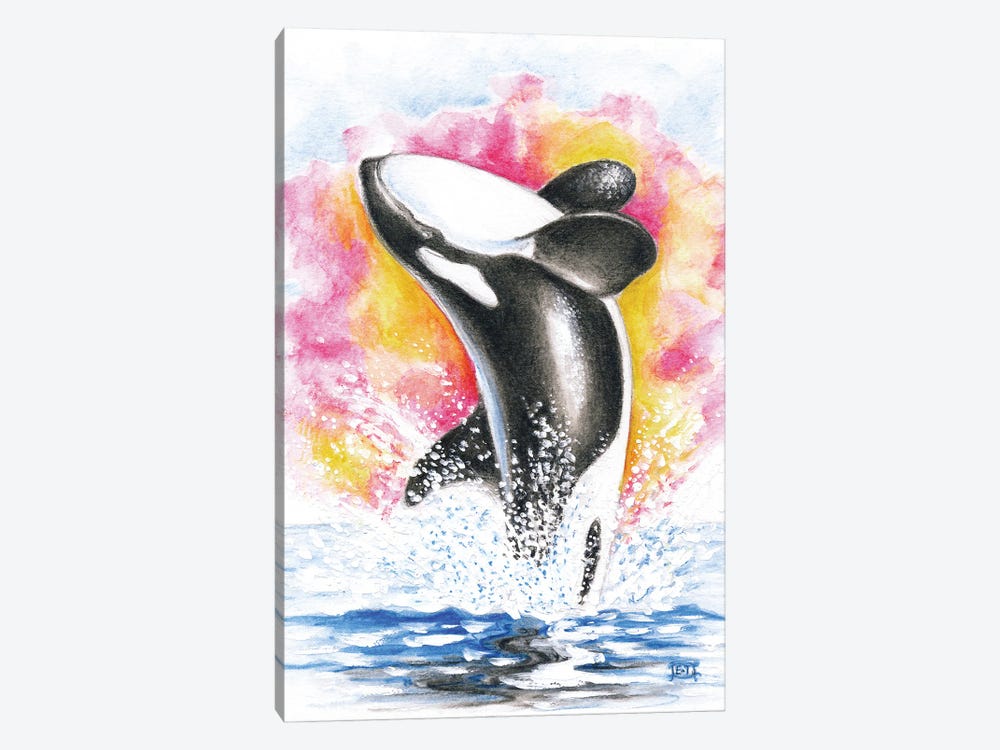 Breaching Orca Whale Rainbow Watercolor by Seven Sirens Studios 1-piece Art Print