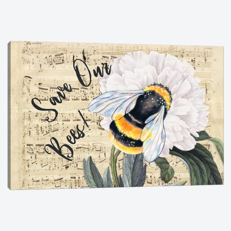 Music For The Bees Peony Canvas Print #SSI47} by Seven Sirens Studios Canvas Wall Art