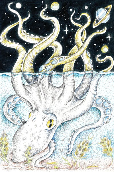 Octopus Galaxy Ink Dots by Seven Sirens Studios canvas print